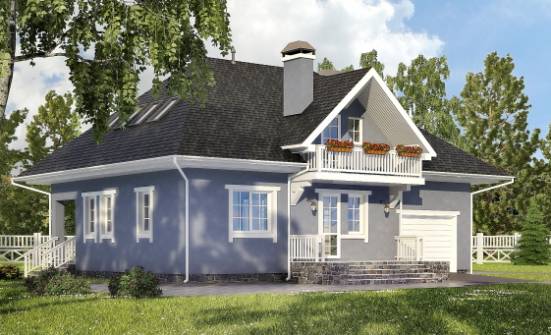 200-001-П Проект двухэтажного дома с мансардой, гараж, классический загородный дом из поризованных блоков Азов | Проекты домов от House Expert