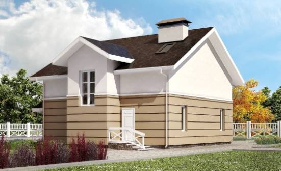 155-009-П Проект двухэтажного дома с мансардой, скромный коттедж из блока Донецк | Проекты домов от House Expert