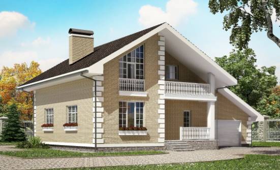 190-005-П Проект двухэтажного дома мансардой и гаражом, красивый коттедж из газобетона Новошахтинск | Проекты домов от House Expert