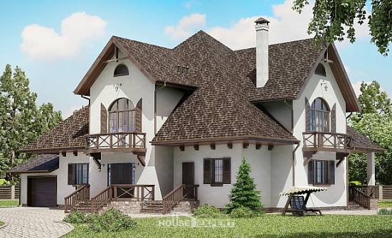 350-001-Л Проект двухэтажного дома мансардой, гараж, красивый загородный дом из арболита Батайск | Проекты домов от House Expert
