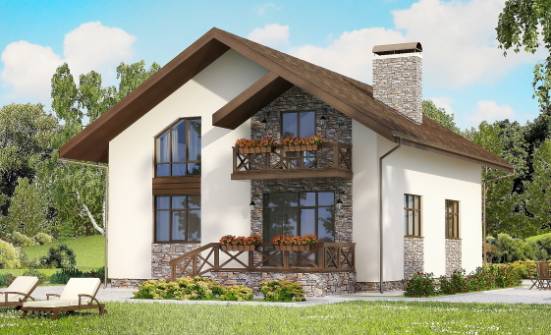 155-001-П Проект двухэтажного дома мансардой и гаражом, небольшой домик из бризолита Каменск-Шахтинский | Проекты домов от House Expert
