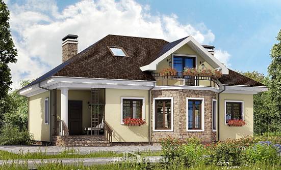 150-008-Л Проект двухэтажного дома с мансардой, недорогой домик из бризолита Новочеркасск | Проекты домов от House Expert