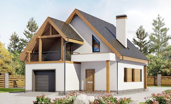 120-005-П Проект двухэтажного дома мансардой, гараж, бюджетный коттедж из бризолита Гуково | Проекты домов от House Expert