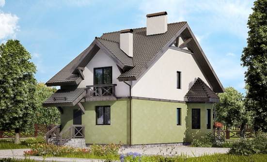 120-003-П Проект двухэтажного дома с мансардой, бюджетный загородный дом из керамзитобетонных блоков Белая Калитва | Проекты домов от House Expert