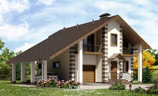 150-003-Л Проект двухэтажного дома мансардный этаж и гаражом, скромный дом из дерева Сальск | Проекты домов от House Expert