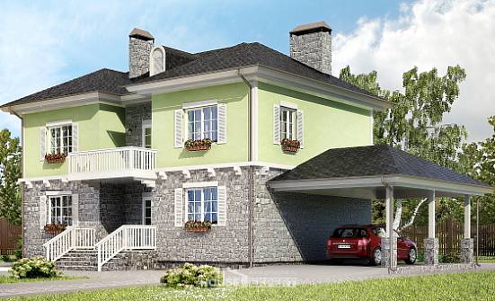 155-006-П Проект двухэтажного дома и гаражом, современный коттедж из блока Гуково | Проекты домов от House Expert