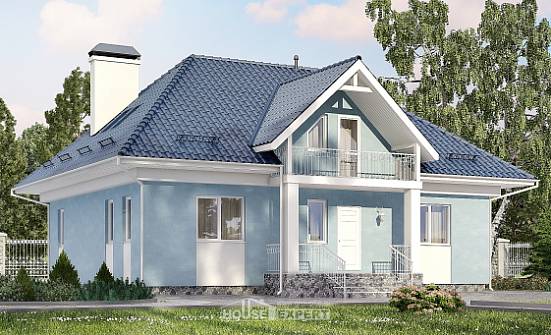 200-002-П Проект двухэтажного дома с мансардой, простой домик из пеноблока Цимлянск | Проекты домов от House Expert
