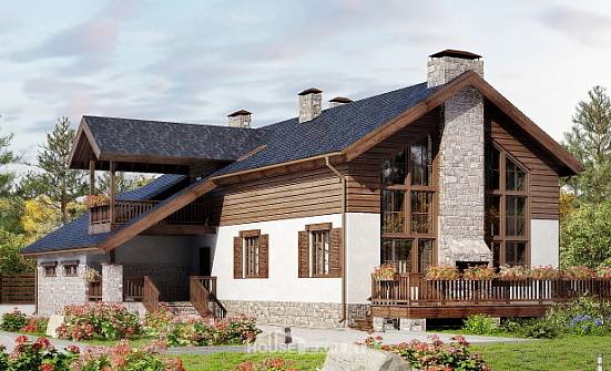 240-002-Л Проект двухэтажного дома с мансардой, гараж, уютный загородный дом из твинблока Волгодонск | Проекты домов от House Expert