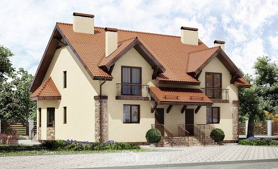 240-001-П Проект двухэтажного дома с мансардой, классический загородный дом из пеноблока Таганрог | Проекты домов от House Expert