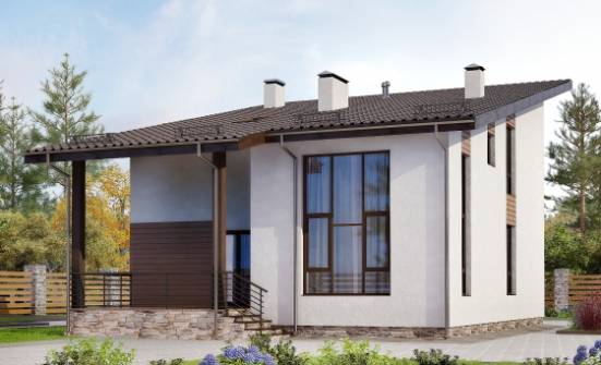 140-005-П Проект двухэтажного дома мансардой, компактный коттедж из пеноблока Каменск-Шахтинский | Проекты домов от House Expert