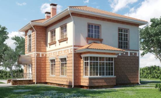 285-001-Л Проект двухэтажного дома и гаражом, большой дом из кирпича Новочеркасск | Проекты домов от House Expert