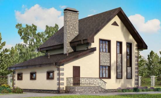 160-004-П Проект двухэтажного дома и гаражом, небольшой домик из поризованных блоков Ростов-на-Дону | Проекты домов от House Expert