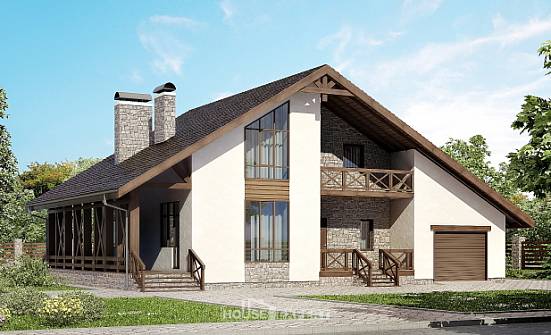 265-001-П Проект двухэтажного дома с мансардой и гаражом, просторный загородный дом из твинблока Волгодонск | Проекты домов от House Expert