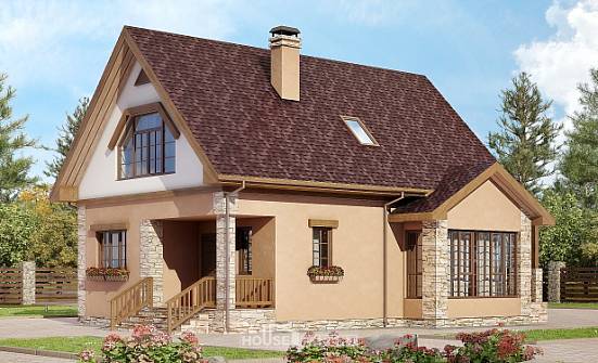 140-002-П Проект двухэтажного дома с мансардным этажом, скромный домик из блока Волгодонск | Проекты домов от House Expert