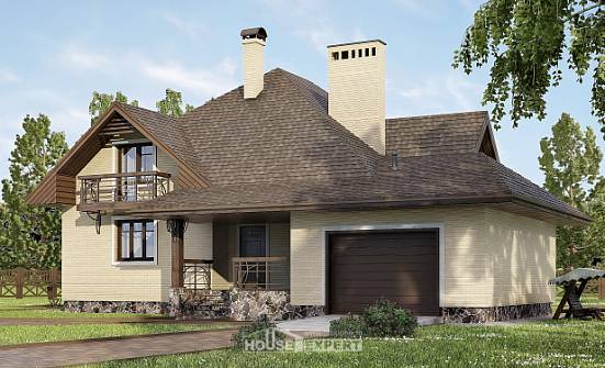 275-003-П Проект двухэтажного дома с мансардным этажом и гаражом, уютный домик из кирпича Таганрог | Проекты домов от House Expert