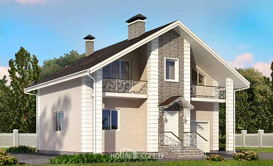 150-002-П Проект двухэтажного дома с мансардным этажом и гаражом, красивый коттедж из арболита Батайск | Проекты домов от House Expert