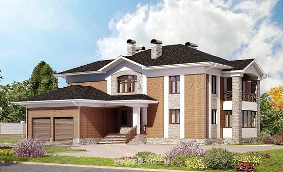 520-002-Л Проект трехэтажного дома, гараж, классический коттедж из газобетона Миллерово | Проекты домов от House Expert