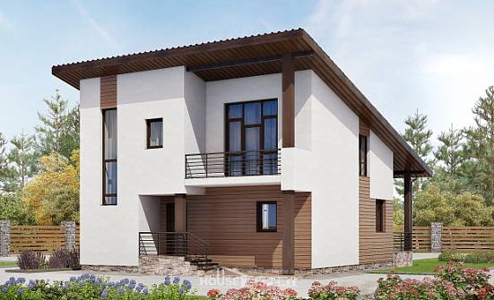 140-005-П Проект двухэтажного дома мансардой, компактный коттедж из пеноблока Каменск-Шахтинский | Проекты домов от House Expert