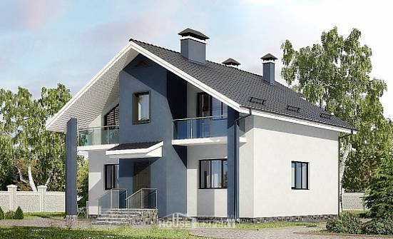 150-005-П Проект двухэтажного дома с мансардным этажом, компактный коттедж из бризолита Аксай | Проекты домов от House Expert