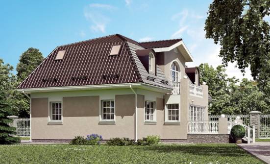 210-001-Л Проект двухэтажного дома с мансардой, современный загородный дом из пеноблока Гуково | Проекты домов от House Expert