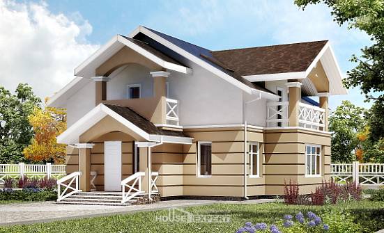 155-009-П Проект двухэтажного дома с мансардой, скромный коттедж из блока Донецк | Проекты домов от House Expert