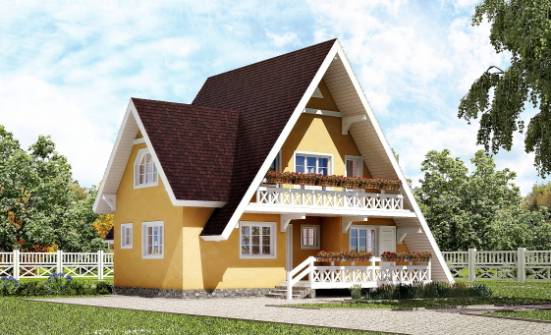 155-008-П Проект двухэтажного дома мансардой, бюджетный домик из дерева Шахты | Проекты домов от House Expert