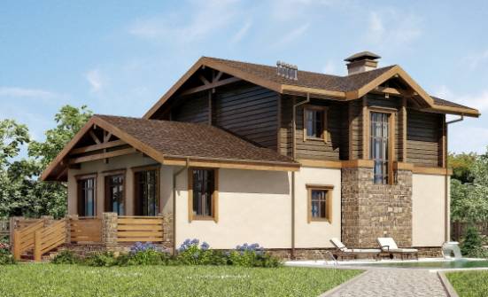 170-004-П Проект двухэтажного дома мансардный этаж, гараж, доступный домик из арболита из бревен Донецк | Проекты домов от House Expert