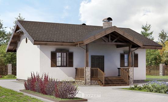 090-002-П Проект одноэтажного дома, компактный коттедж из кирпича Азов | Проекты домов от House Expert