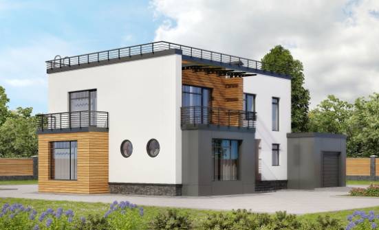 260-002-П Проект двухэтажного дома и гаражом, красивый коттедж из бризолита Белая Калитва | Проекты домов от House Expert