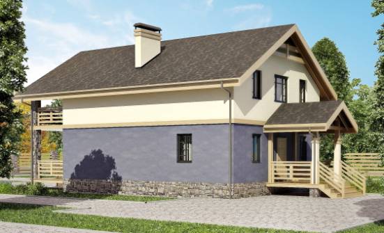160-010-П Проект двухэтажного дома с мансардным этажом, скромный домик из арболита Донецк | Проекты домов от House Expert