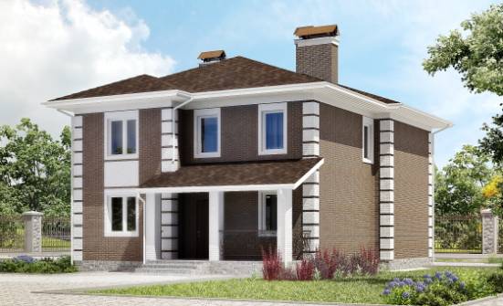 185-002-П Проект двухэтажного дома, компактный коттедж из арболита Волгодонск | Проекты домов от House Expert