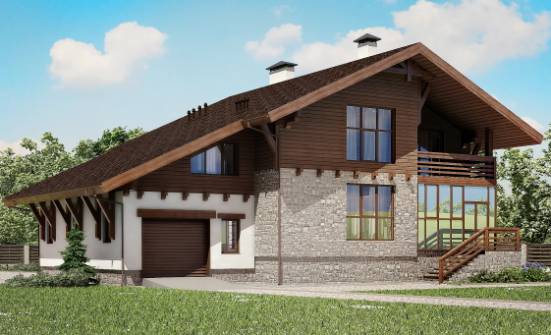 420-001-П Проект трехэтажного дома с мансардой и гаражом, уютный коттедж из кирпича Каменск-Шахтинский | Проекты домов от House Expert