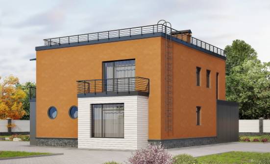 260-002-Л Проект двухэтажного дома и гаражом, современный домик из бризолита Каменск-Шахтинский | Проекты домов от House Expert