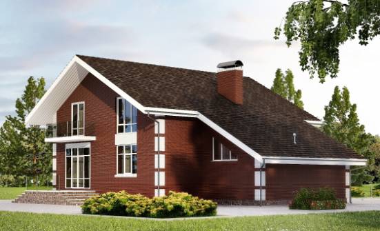 180-001-Л Проект двухэтажного дома с мансардой и гаражом, простой дом из теплоблока Гуково | Проекты домов от House Expert
