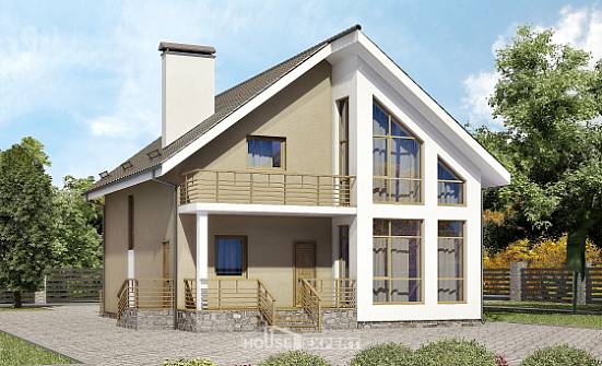 170-006-Л Проект двухэтажного дома с мансардным этажом, современный коттедж из теплоблока Новошахтинск | Проекты домов от House Expert
