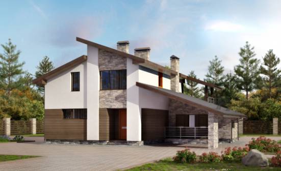 200-010-П Проект двухэтажного дома с мансардой, гараж, средний дом из пеноблока Азов | Проекты домов от House Expert