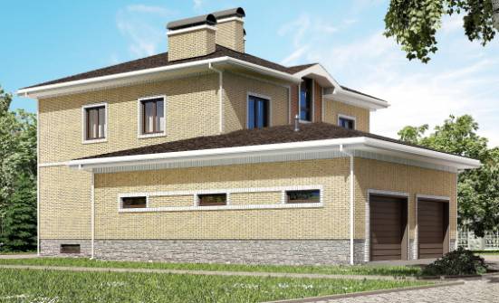 350-002-Л Проект трехэтажного дома, гараж, просторный загородный дом из кирпича Азов | Проекты домов от House Expert