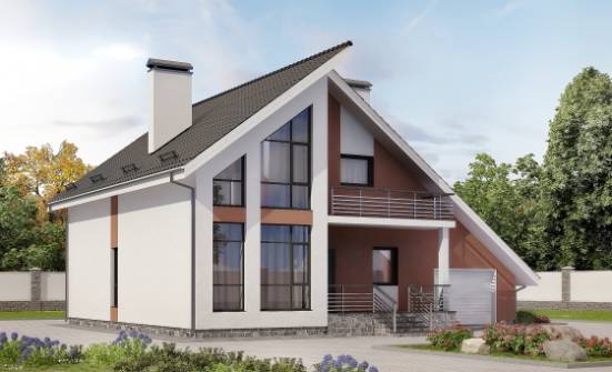 200-007-П Проект двухэтажного дома с мансардой и гаражом, красивый коттедж из твинблока Донецк | Проекты домов от House Expert