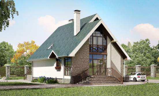 170-003-Л Проект двухэтажного дома мансардой, скромный домик из газобетона Шахты | Проекты домов от House Expert