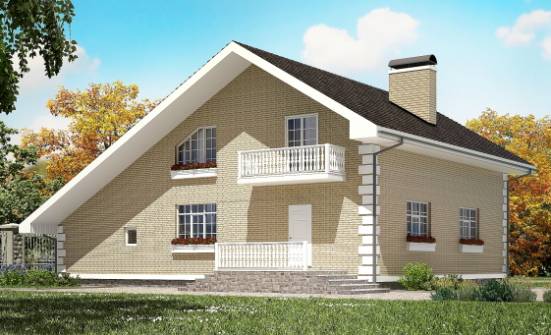 190-005-П Проект двухэтажного дома мансардой и гаражом, красивый коттедж из газобетона Новошахтинск | Проекты домов от House Expert