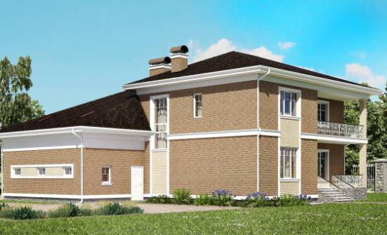 335-002-П Проект двухэтажного дома и гаражом, красивый коттедж из кирпича Миллерово | Проекты домов от House Expert