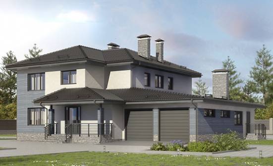 340-005-П Проект двухэтажного дома и гаражом, большой домик из поризованных блоков Сальск | Проекты домов от House Expert