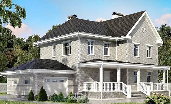 190-001-Л Проект двухэтажного дома и гаражом, классический загородный дом из кирпича Гуково | Проекты домов от House Expert