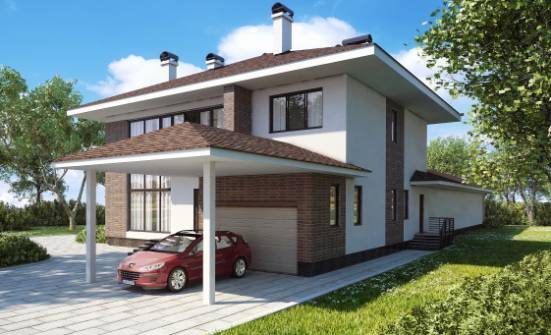 340-001-П Проект двухэтажного дома, гараж, классический домик из кирпича Таганрог | Проекты домов от House Expert