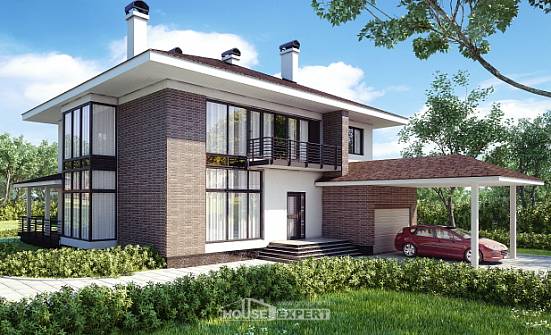 340-001-П Проект двухэтажного дома, гараж, классический домик из кирпича Таганрог | Проекты домов от House Expert