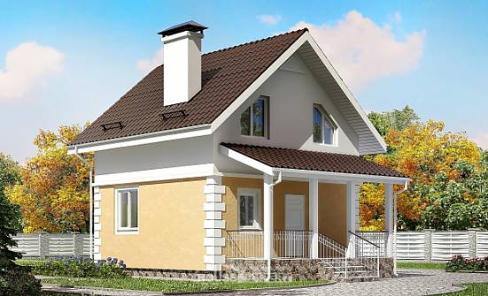 070-002-П Проект двухэтажного дома с мансардным этажом, маленький коттедж из газосиликатных блоков Гуково | Проекты домов от House Expert