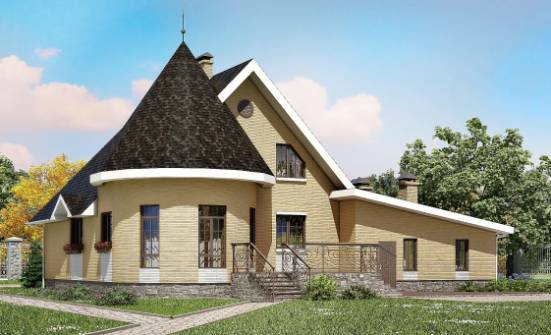 250-001-Л Проект двухэтажного дома с мансардой и гаражом, просторный коттедж из керамзитобетонных блоков Батайск | Проекты домов от House Expert