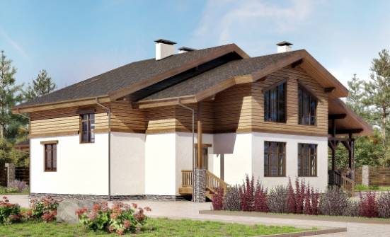 210-006-П Проект двухэтажного дома мансардный этаж, уютный загородный дом из кирпича Новошахтинск | Проекты домов от House Expert