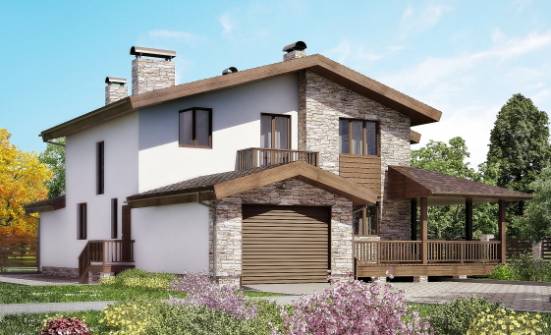 220-001-П Проект двухэтажного дома с мансардой, гараж, классический домик из газосиликатных блоков Гуково | Проекты домов от House Expert