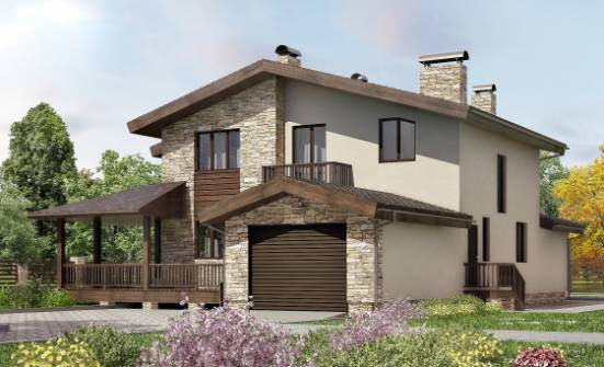 220-001-Л Проект двухэтажного дома с мансардой и гаражом, красивый дом из теплоблока Аксай | Проекты домов от House Expert